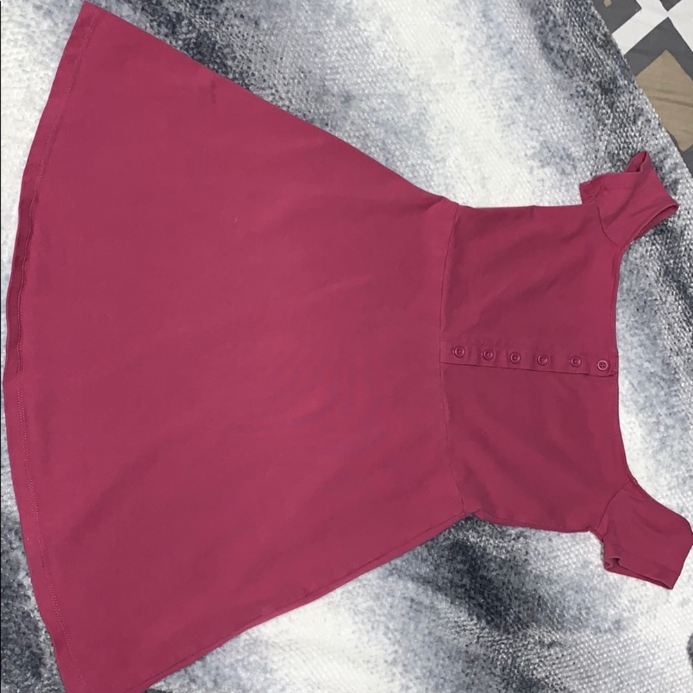 Pink off the shoulder dress with buttons